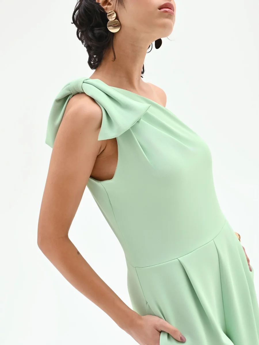 Tuta corta monospalla in cadi verde menta – Image 4