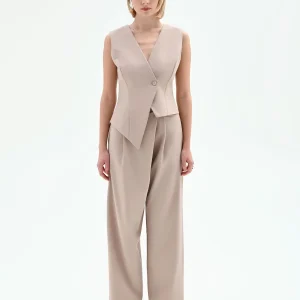 Gilet asimmetrico tortora beige