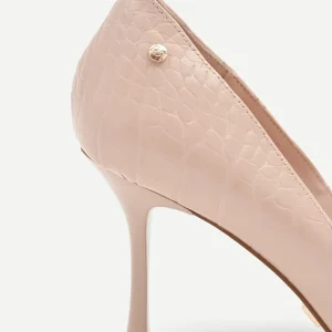 Décolleté rosa in vernice effetto coccodrillo