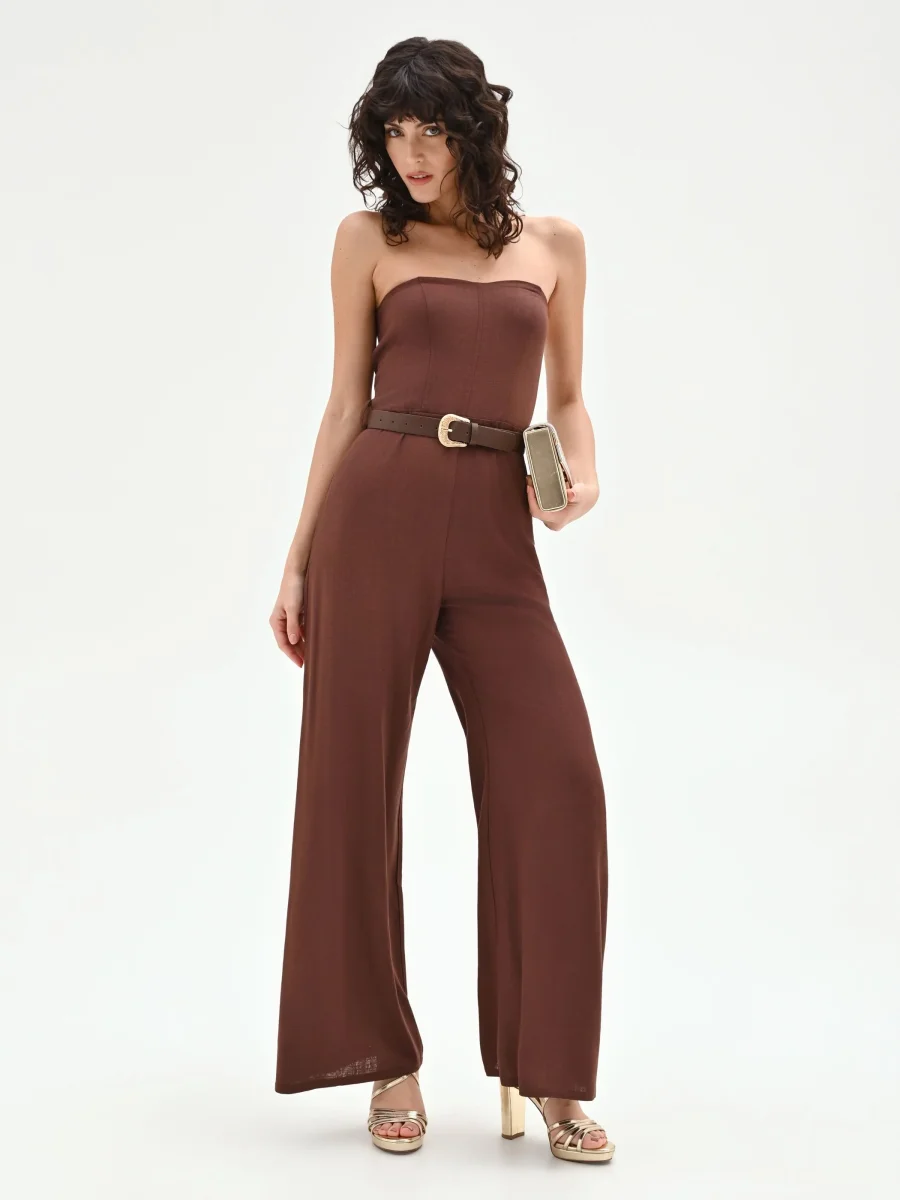 Tuta marrone con pantalone a palazzo – Image 7