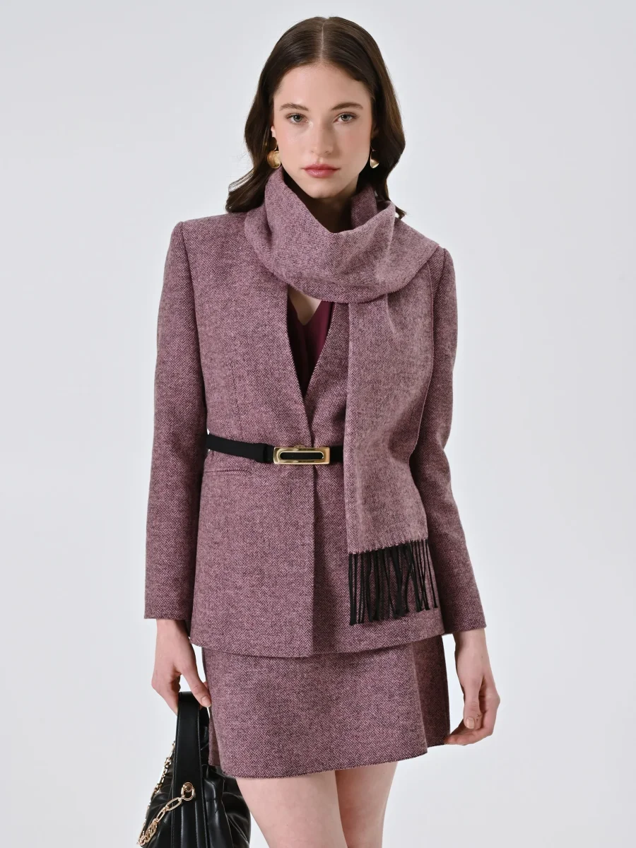 Cappotto Rosa in Tessuto Spinato – Image 8