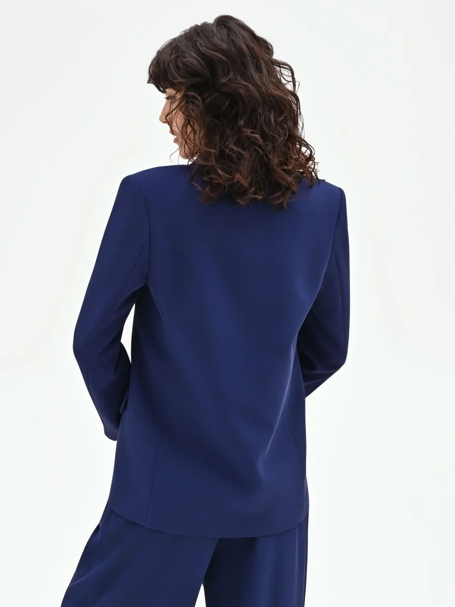 Giacca Studio blu indaco con bottoni rivestiti – Image 4