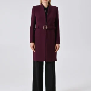 Spolverino Bordeaux con Fibbia Geometrica