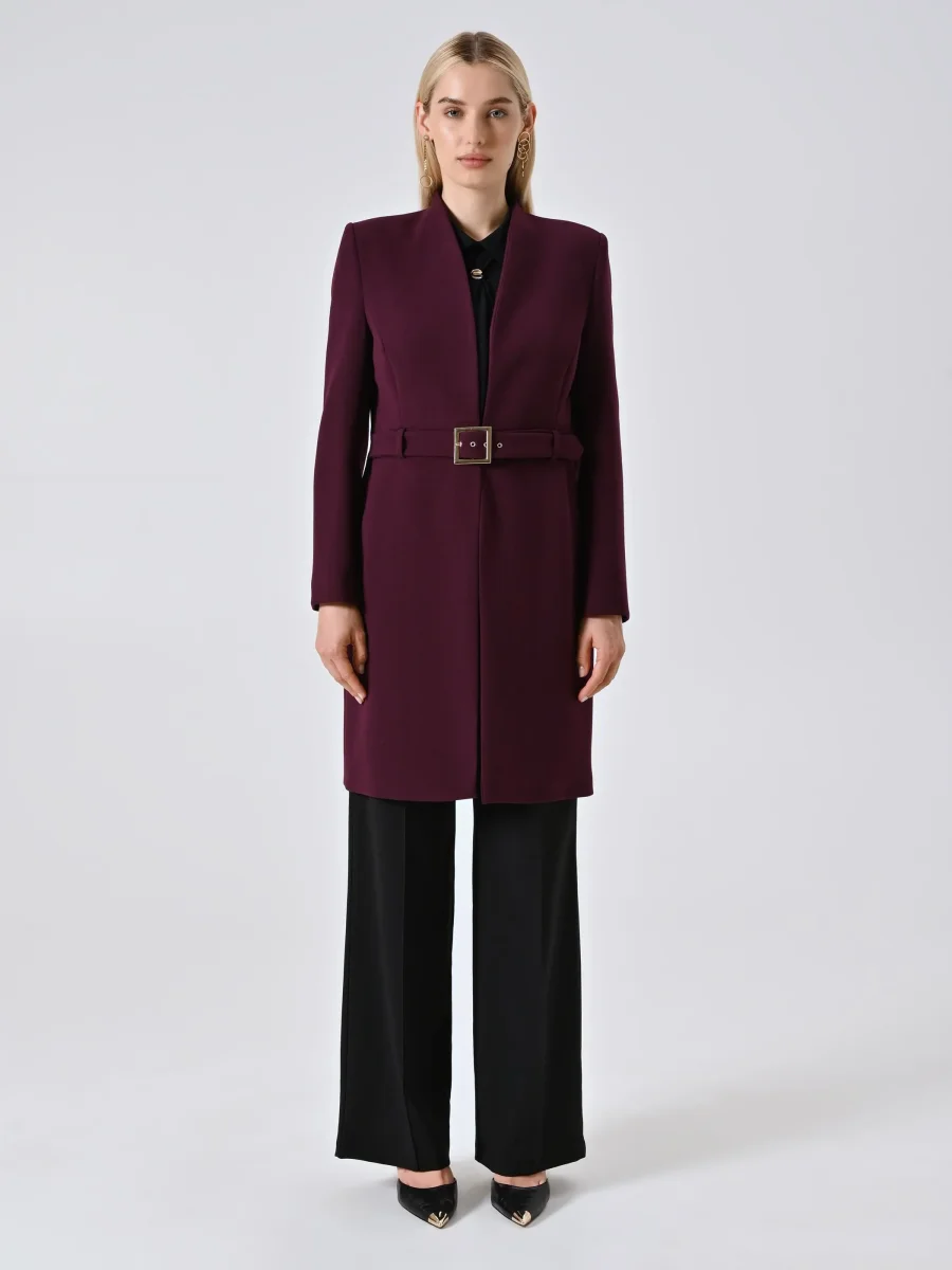 Spolverino Bordeaux con Fibbia Geometrica – Image 2