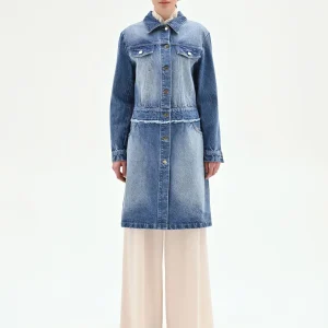 Capospalla lungo in denim azzurro