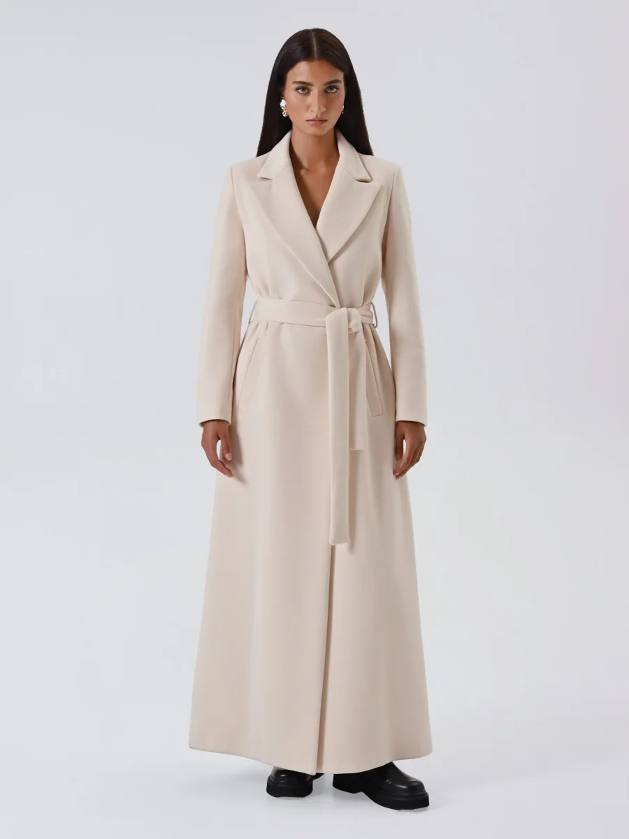 Cappotto Lungo Vestaglia Beige Chiaro