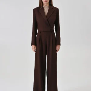 Giacca corta cioccolato con fibbia