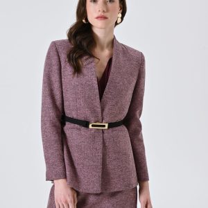 Cappotto Rosa in Tessuto Spinato