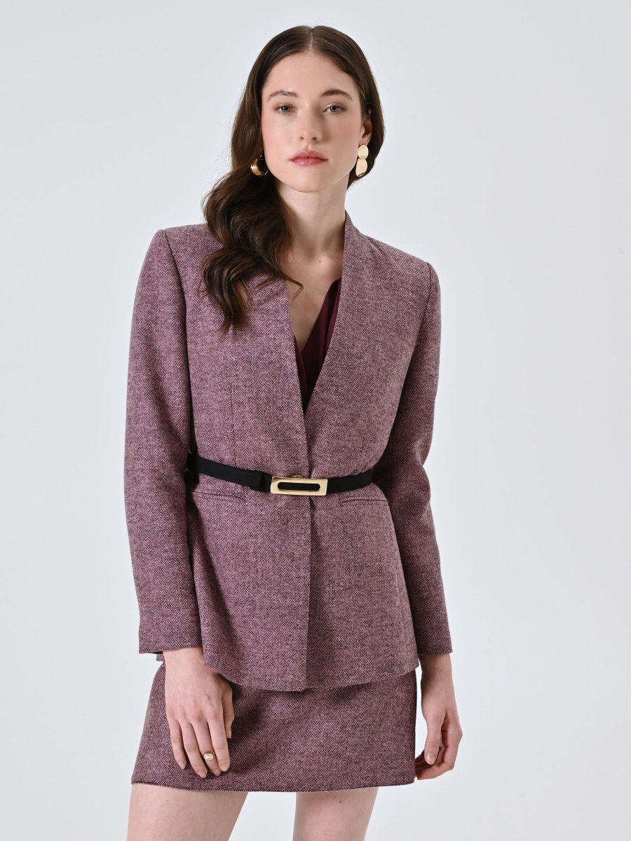 Cappotto Rosa in Tessuto Spinato