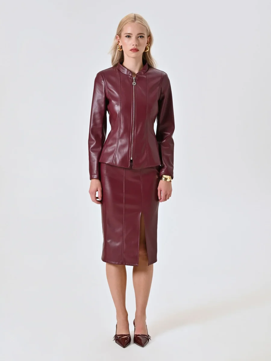 Giacca in Simil Pelle Bordeaux – Image 6