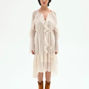 Abito bianco con rouches