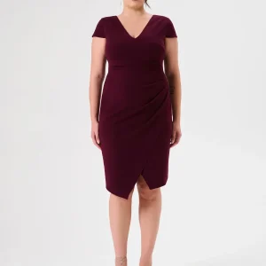Tubino Curvy Bordeaux in Scuba mano Crepe