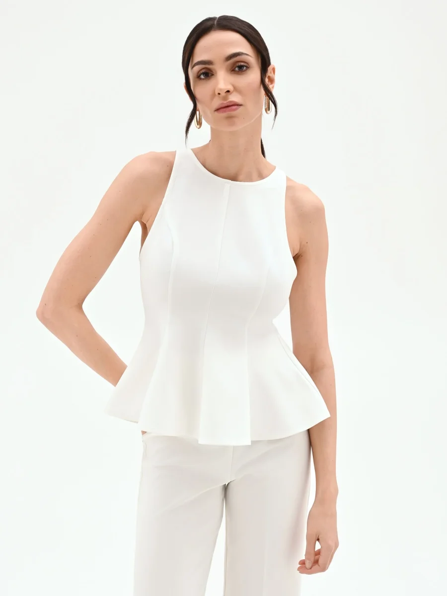 Top panna bianco con baschina – Image 6