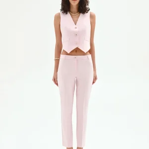 Gilet rosa pastello dal taglio cropped