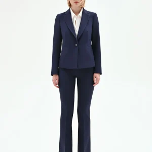 Giacca monopetto blu in tessuto tecnico