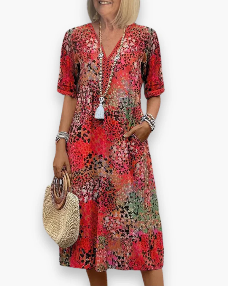 Robe Fleurie Midi pour Femme | Élégant et Confort