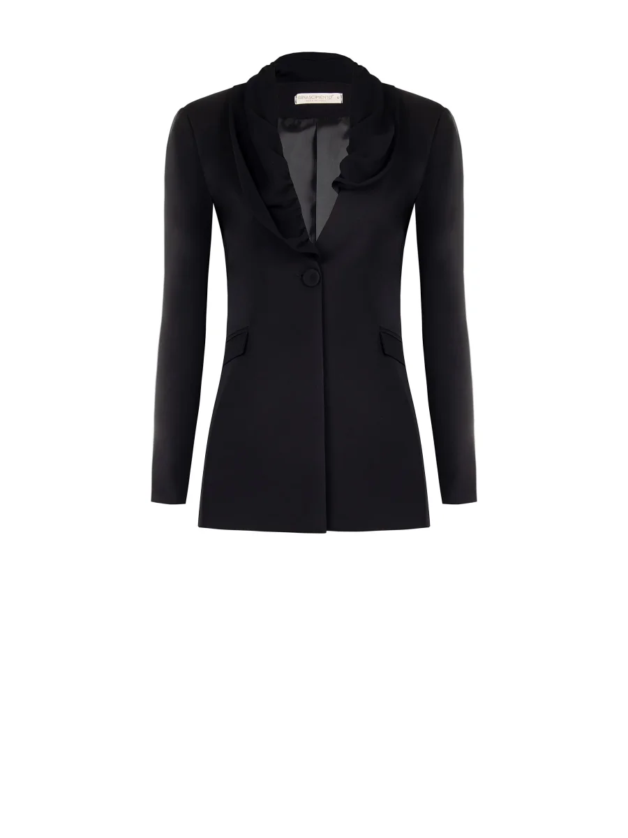 Giacca Nera con Rever Drappeggiato – Image 7