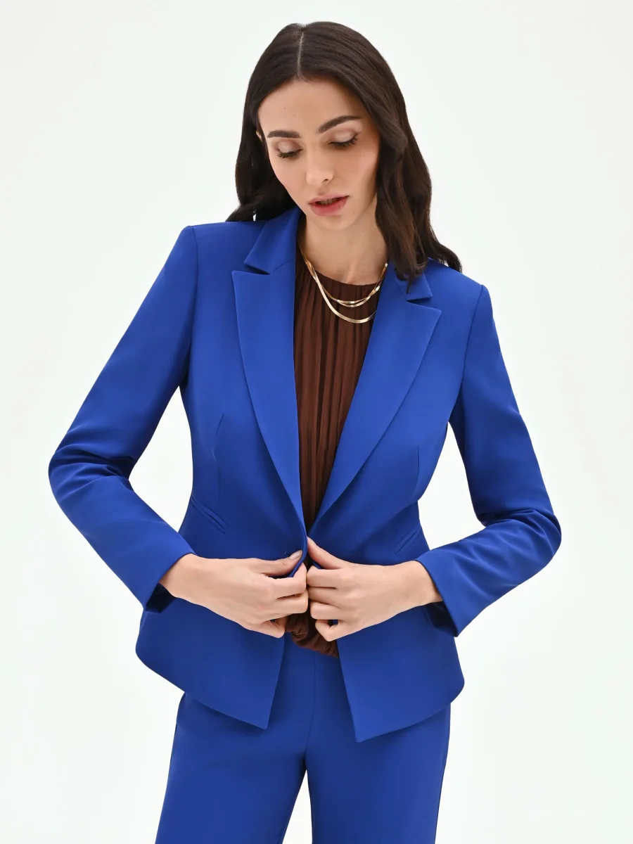 Giacca blu cina dalla linea sciancrata – Image 6