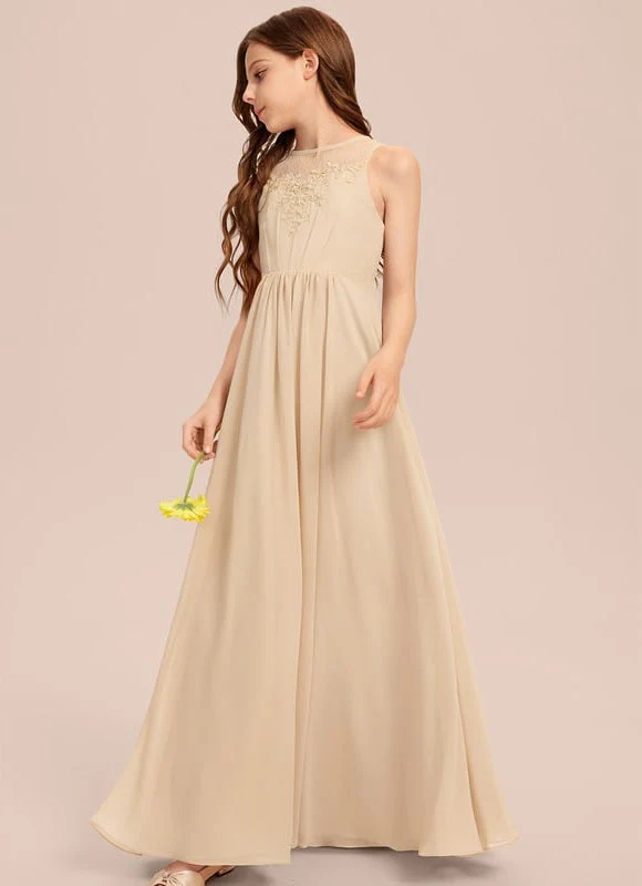 Robe Longue Champagne À Col Bénitier Et Ourlet Volanté – Image 3