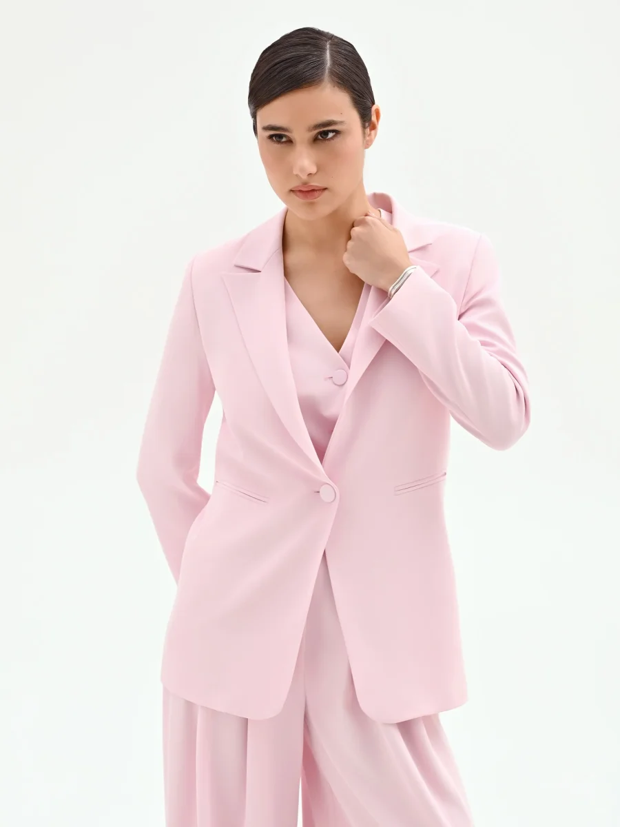 Blazer monopetto rosa pastello in cadi – Image 6