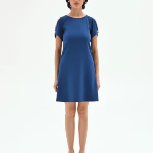 Abito corto blu brillante con dettaglio cut-out