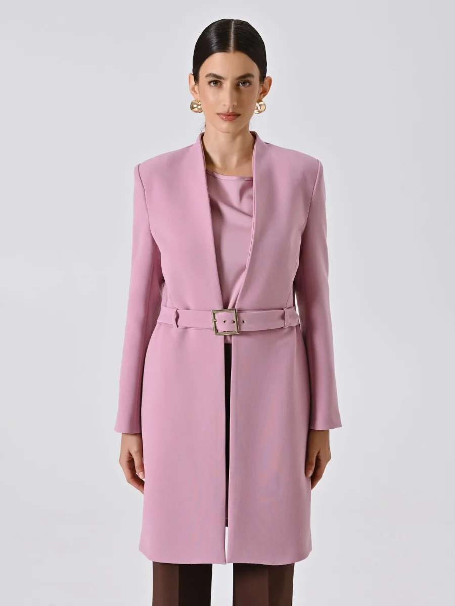 Spolverino Rosa Malva con Fibbia Geometrica – Image 5