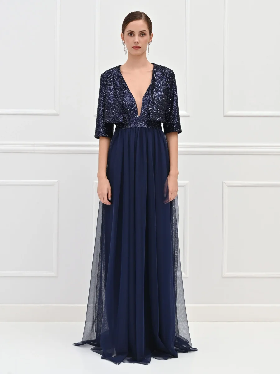 Coprispalle in paillettes blu – Image 4