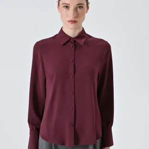 Camicia Bordeaux con Bottoncini Ricoperti