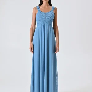 Abito Lungo in Tulle Azzurro