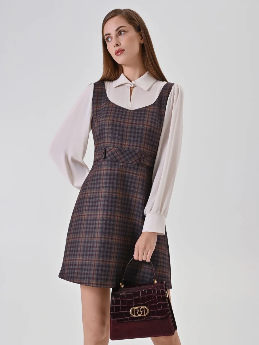 Abito Blusa Check Bordeaux – Image 7