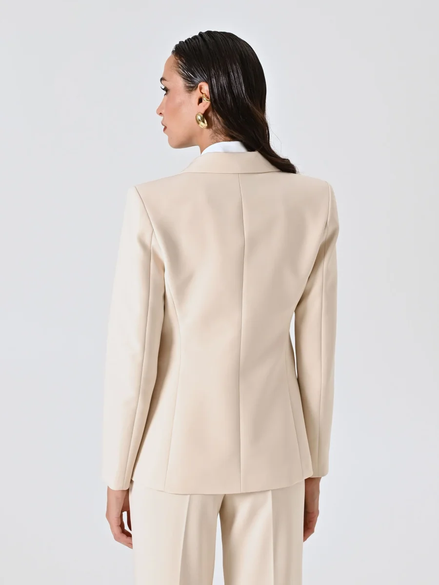 Giacca Monopetto in Tessuto Tecnico Beige Chiaro – Image 4