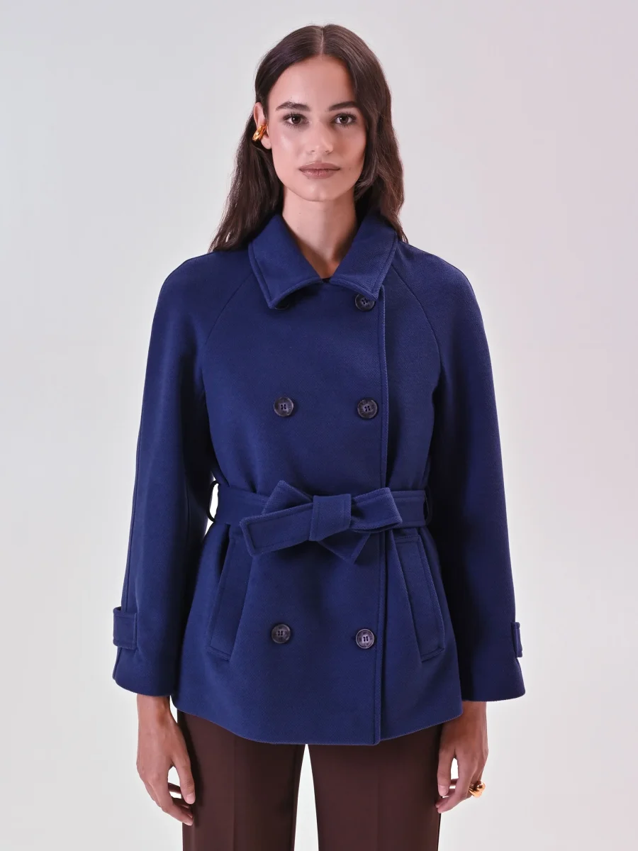 Cappotto Blu Corto in Velour – Image 6
