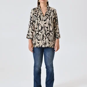 Blusa curvy stampa Floreale Black & White