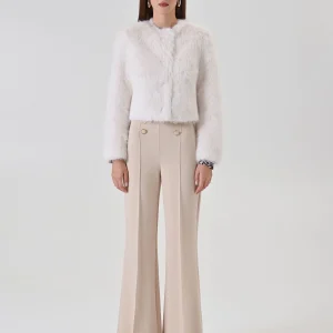Giacca corta bianca in faux fur