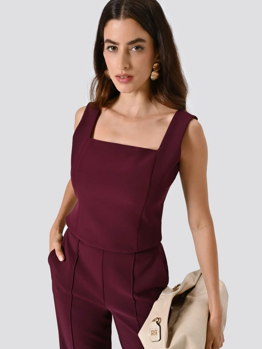 Top in Tessuto Tecnico Bordeaux – Image 7