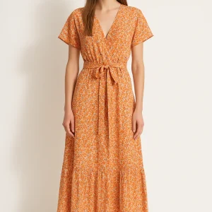 Robe Longue Fleurie Orange