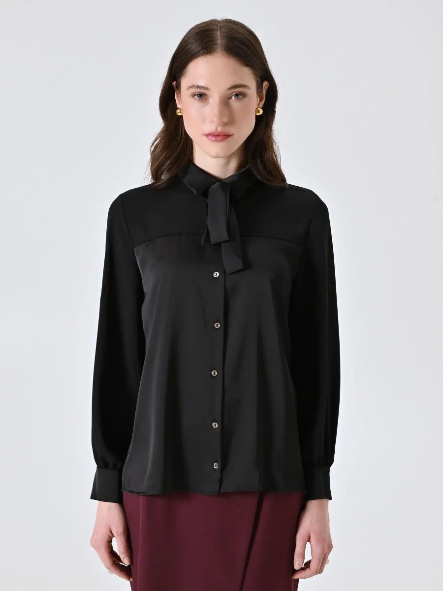 Camicia Nera con Fiocco Removibile – Image 6