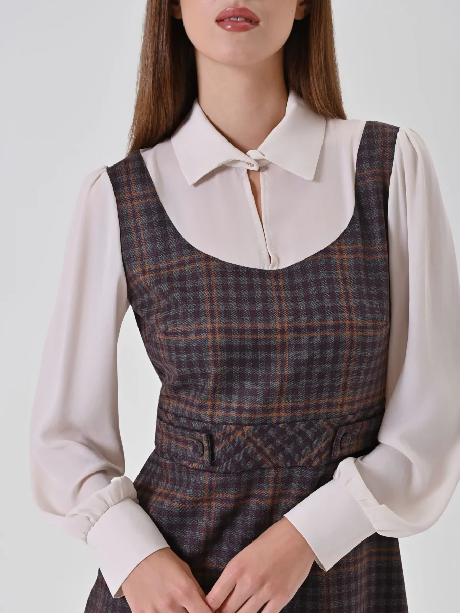 Abito Blusa Check Bordeaux – Image 5