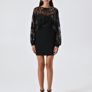 Tubino Nero con Blusa Pizzo & Paillettes