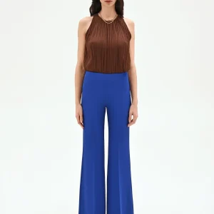 Pantalone a palazzo blu cina