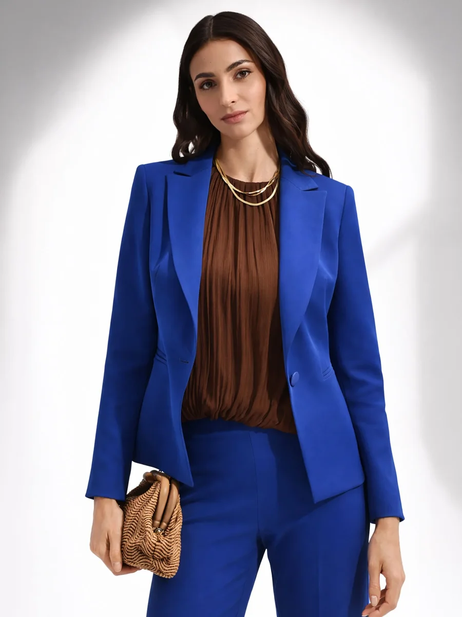 Giacca blu cina dalla linea sciancrata – Image 7