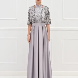 Coprispalle argento con ricamo di paillettes