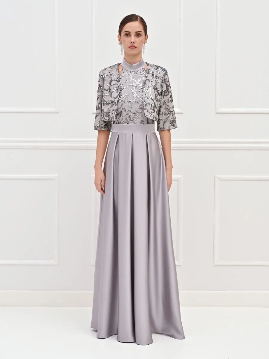 Coprispalle argento con ricamo di paillettes – Image 2