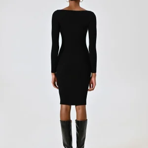 Abito Nero in Maglia a Coste