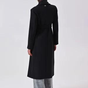Cappotto Nero Lungo con Rever Ampio
