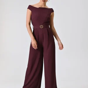 Tuta Bordeaux con Scollo Drappeggiato