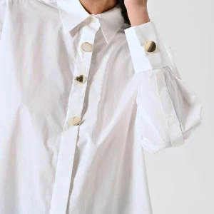 Camicia Bianca Over con Bottoni Gioiello