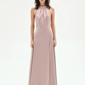 Abito lungo atelier con scollo all'americana