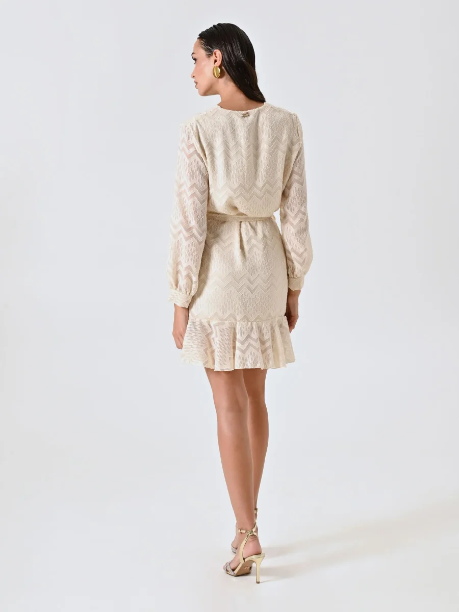 Abito Devoré Bianco con Balza – Image 2