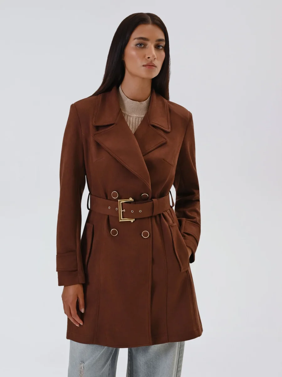 Trench Marrone effetto Camoscio – Image 4
